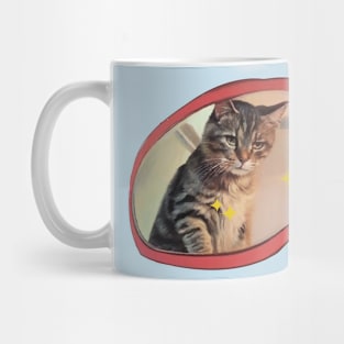 Random cat looking through a portal Mug